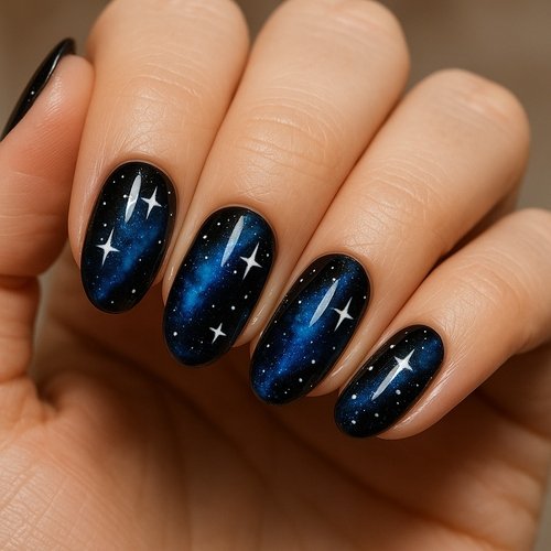 Midnight Galaxy Nails