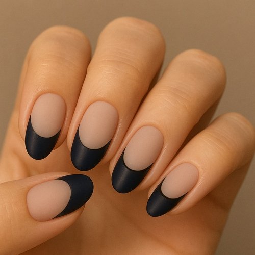 Navy and Black French Tips