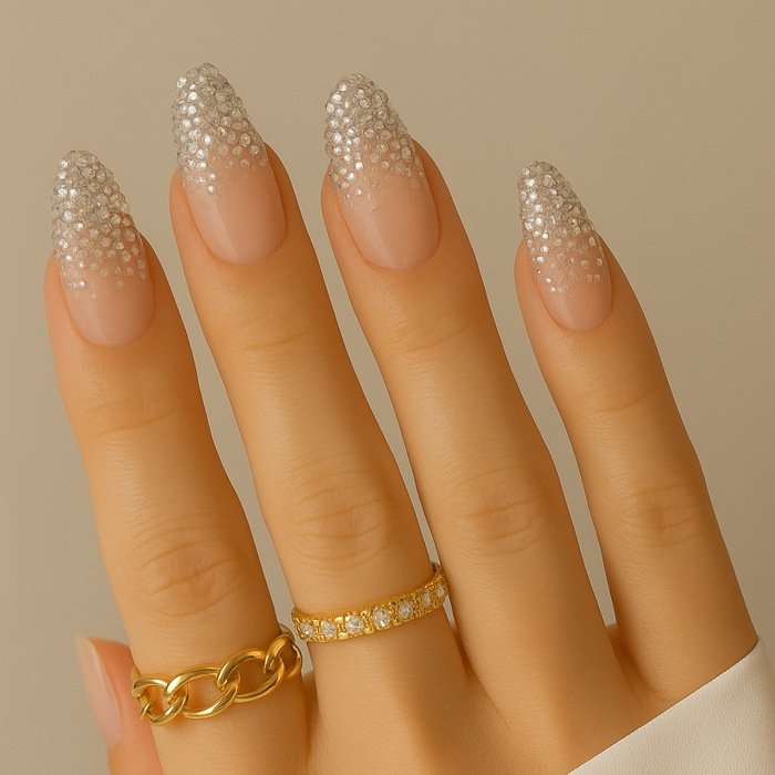 Rhinestone Covered Gradient Tips