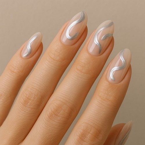 Silver and Nude Abstract Art