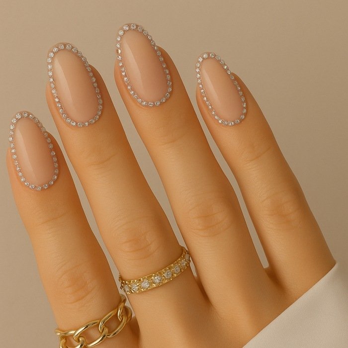 Rhinestone Framed Nails