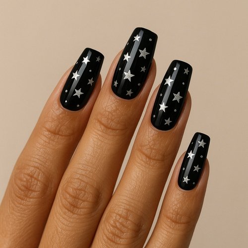 Silver Stars on a Black Base