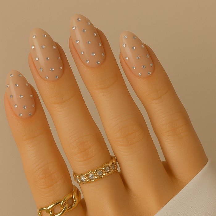 Starry Night Rhinestone Nails