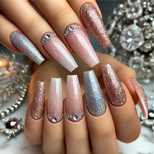 Glitter Ombre Coffin Nails