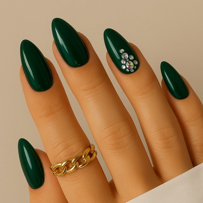 Jewel-toned rhinestone Nails