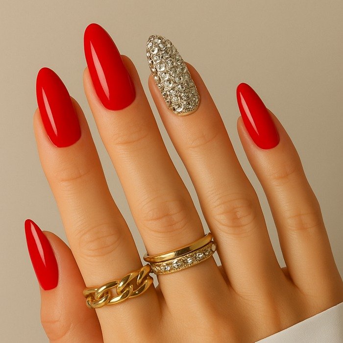 Full Rhinestone Accent Nail