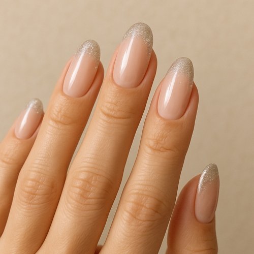 Glitter Silver Ombre Nails