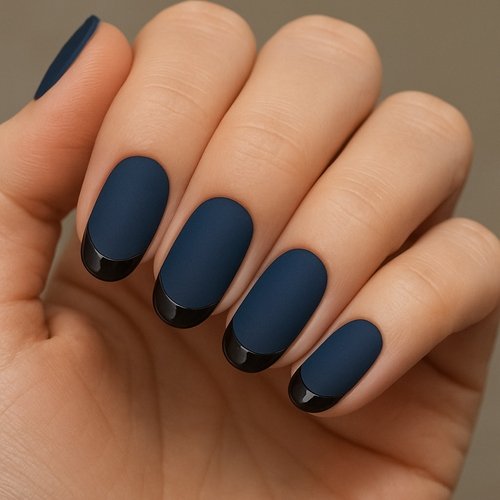 Matte Navy with Glossy Black Tips