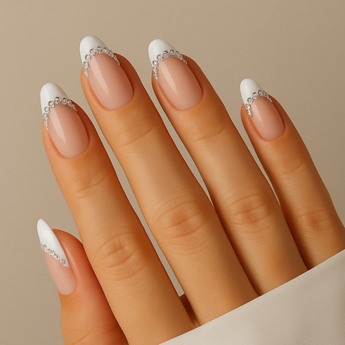 Rhinestone French Manicure
