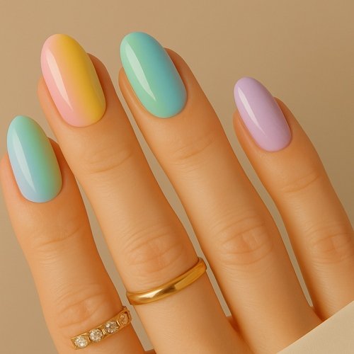 Pastel Rainbow Nails