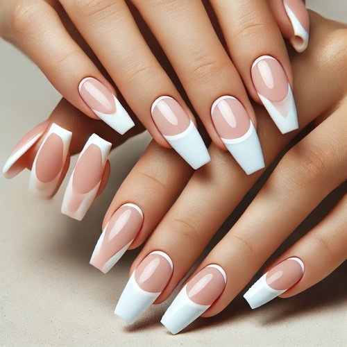 French Tip Coffin Nails