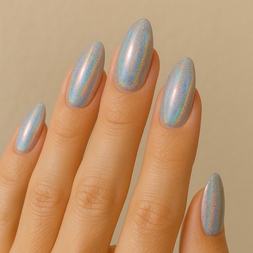 Holographic Silver Nails