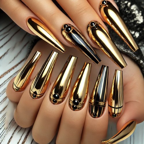 Metallic Gold Coffin Nails
