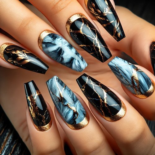 Cracked marble nail design