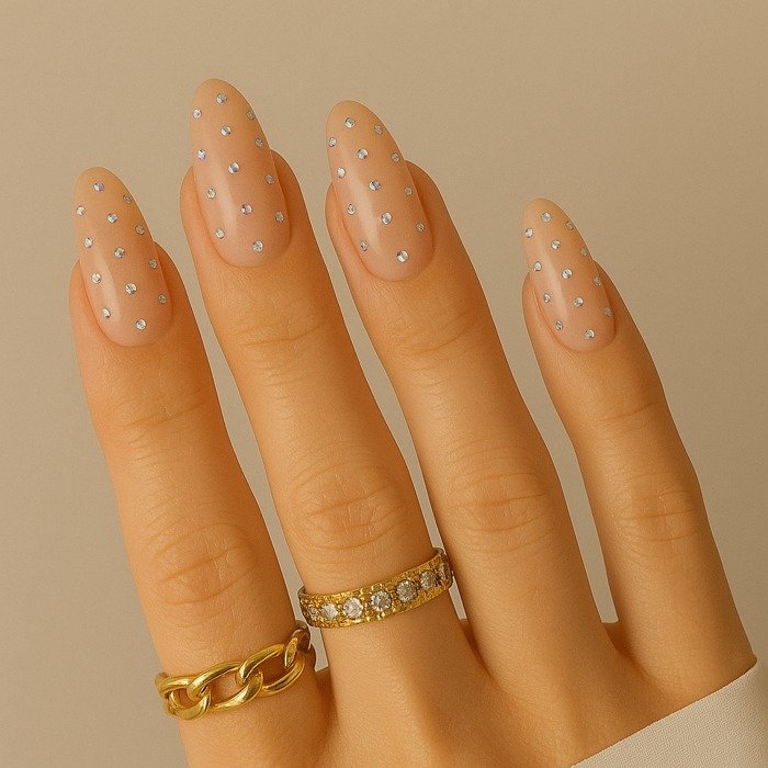 Rhinestone Dotted Nails