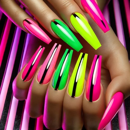 Neon Coffin Nails