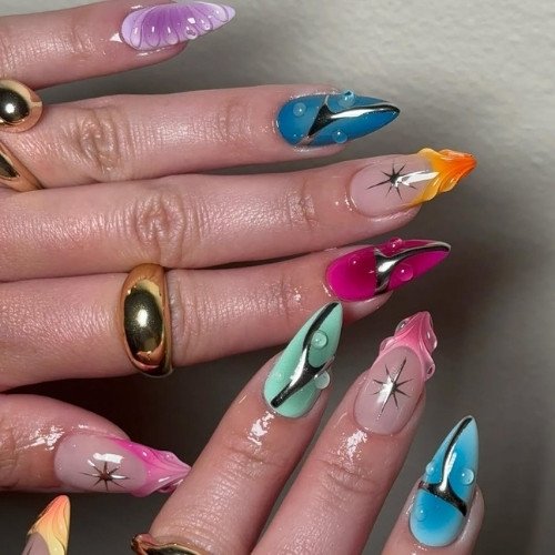 Chrome Swirl Nails