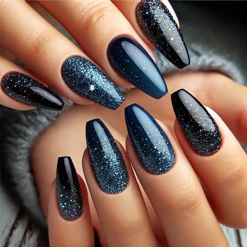 Dark Blue Glitter Ombre