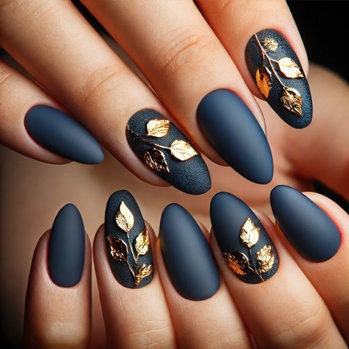 Dark Blue Matte with Gold Foil