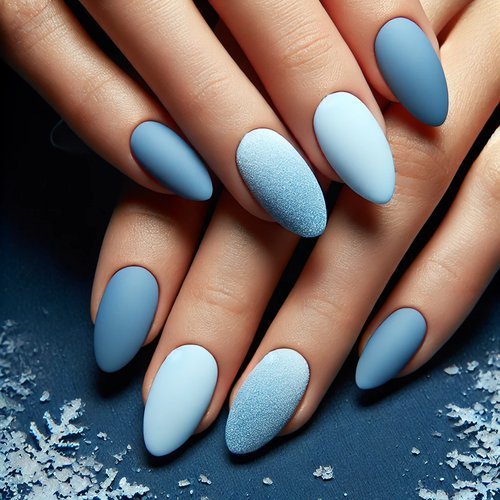 Frosted Ice Blue Nails