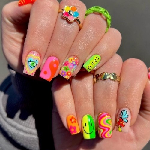 Funky Retro Pop Nails