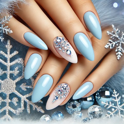 Light Blue Winter Nails