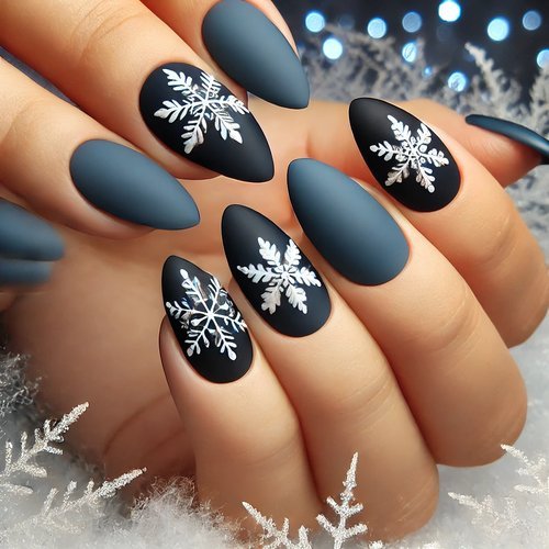 Matte Dark Blue with Snowflakes