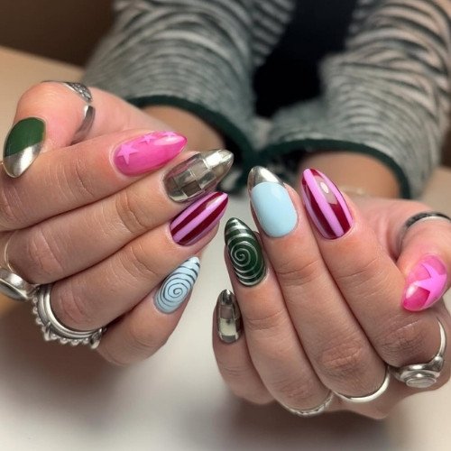 Mixed Pattern Nails