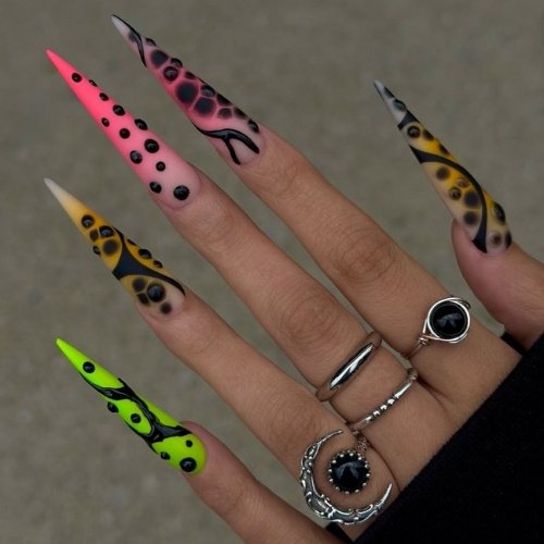 Neon Stiletto Nails