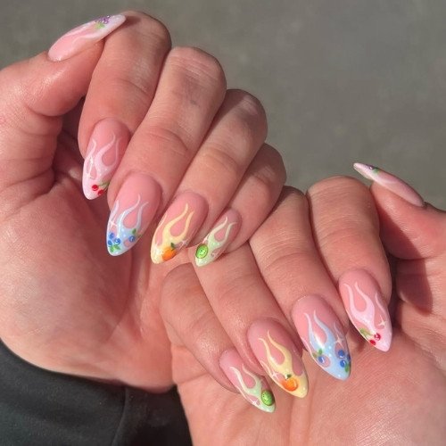 Pastel Flame Spring Nails