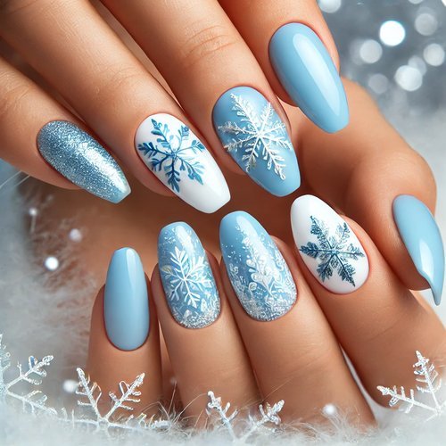 Winter Ice Blue Nails