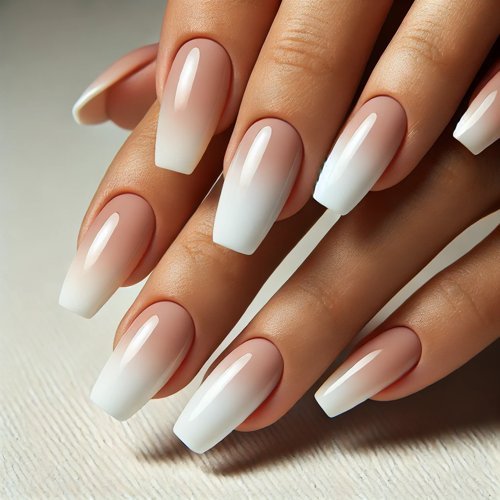 Classic Nude to White Ombre