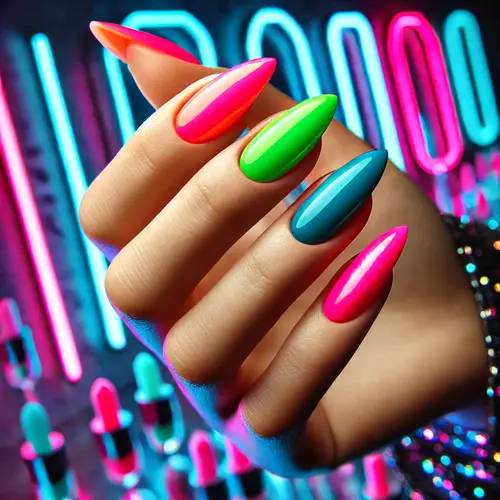 Neon Pop Almond Nails