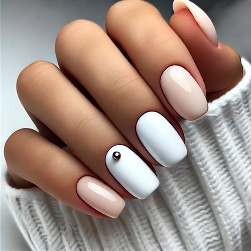 White and Nude Nails
