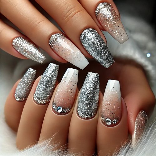 Silver Glitter Ombre