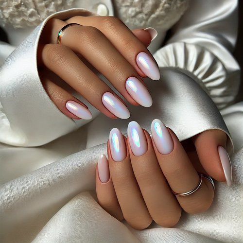 Pearl-Inspired Oval Nails