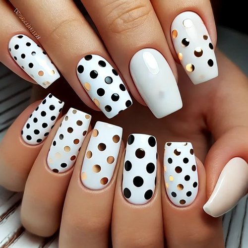 Polka Dot White Nails