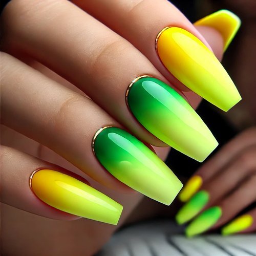 Neon Yellow to Green Ombre