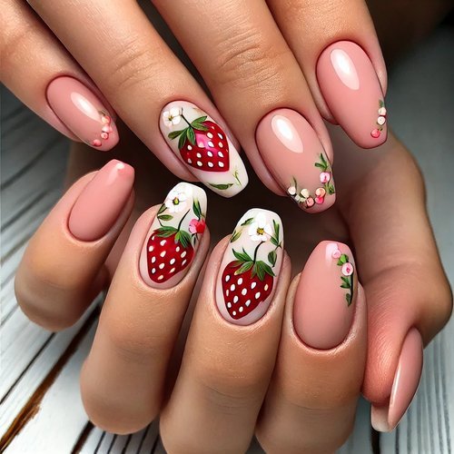 Reverse French Strawberry Nails