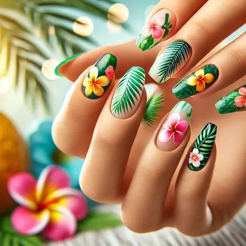 Tropical Vibes Almond Nails