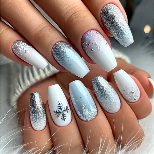  White to Silver Ombre