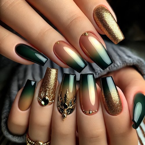 Dark Green to Gold Ombre