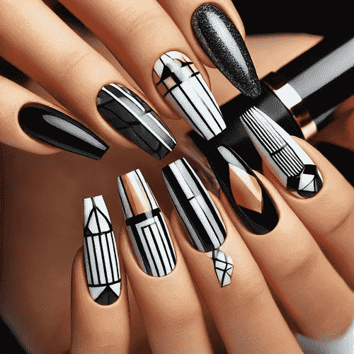 Crackle Effect Almond Nails