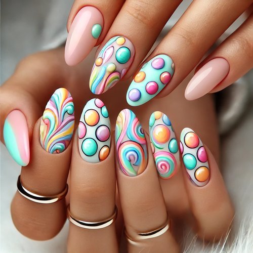 Candy Swirl Oval Nails