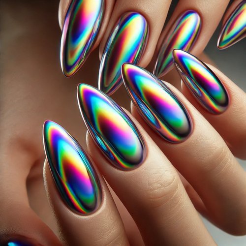  Holographic Almond Nails