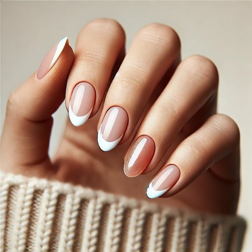 French Tip Oval Nails
