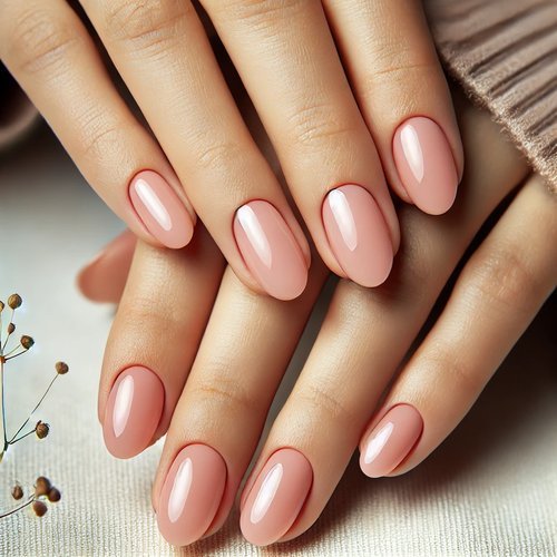 Sheer Blush Oval Nails