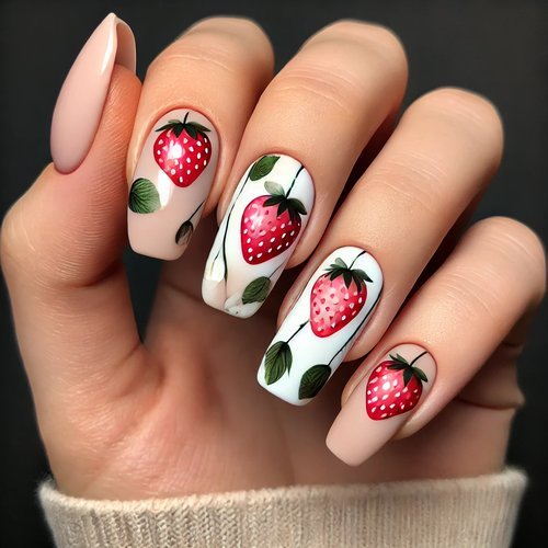  Strawberry Negative Space Nails