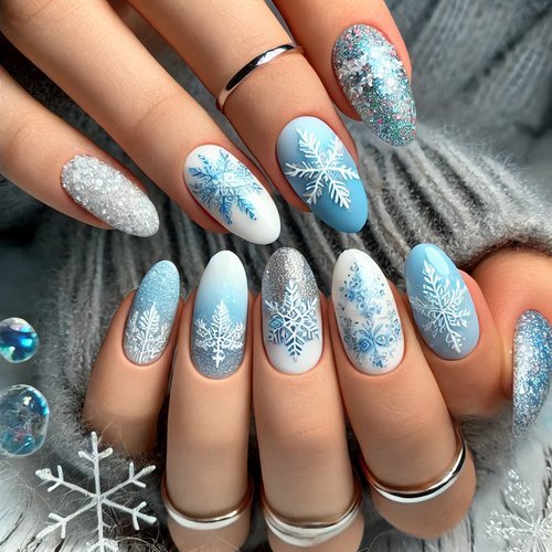 Snowflake Oval Nails