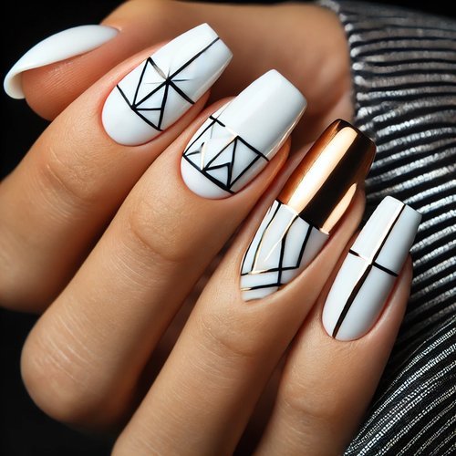 White with Geometric Patterns